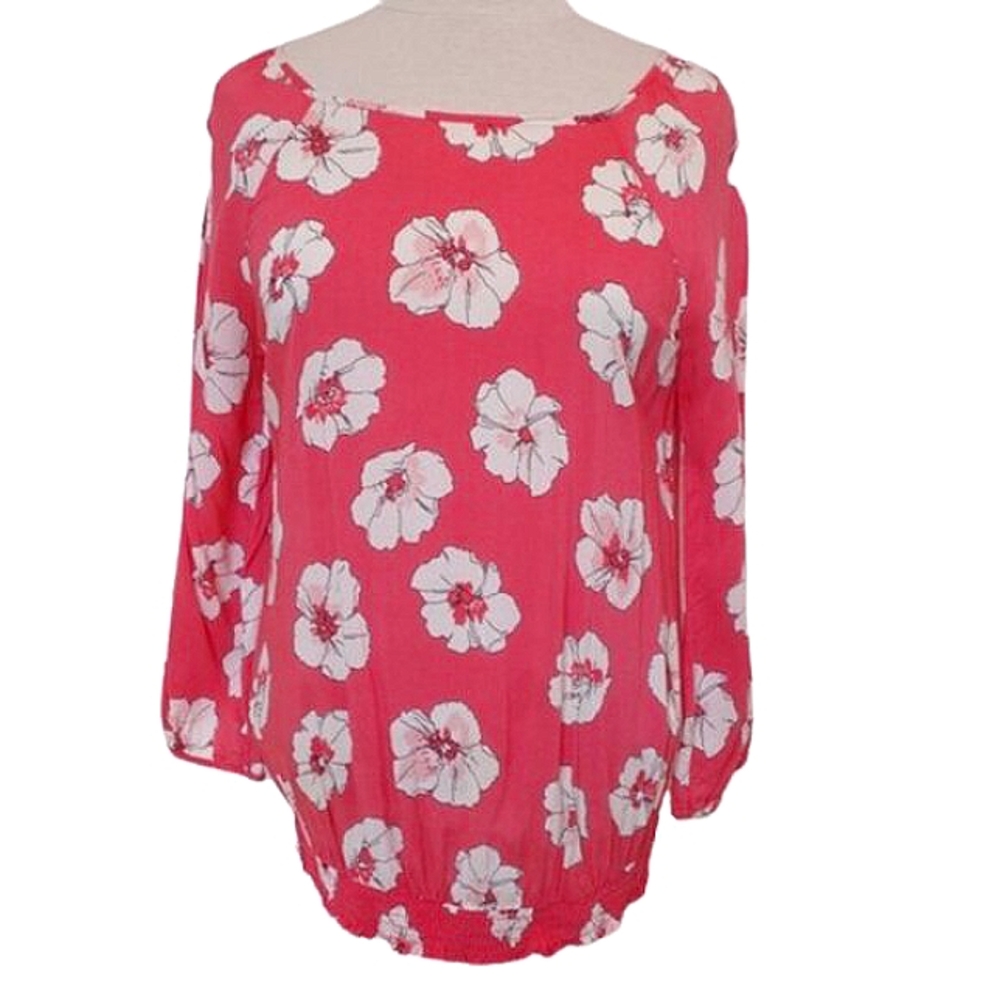 Old Navy Pink Floral Pull On Relaxed Fit Boho Blouse- Sz. Sm